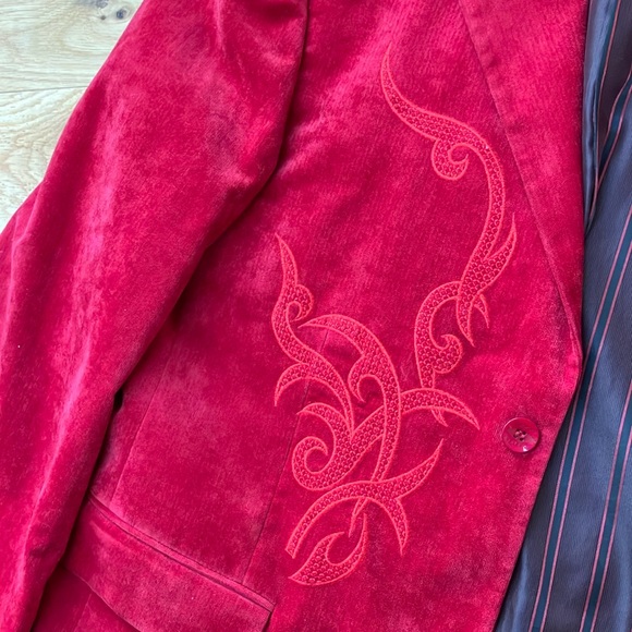 Inserch Red Embroidered Men's Blazer XL - Picture 4 of 8